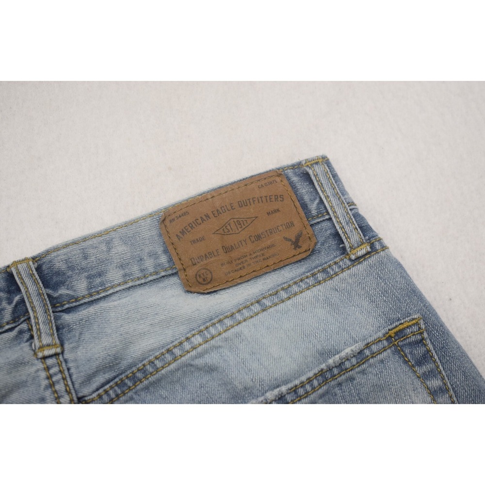 American Eagle Distress Slim Straight Denim Blue Jeans Mens Size 28 x 32